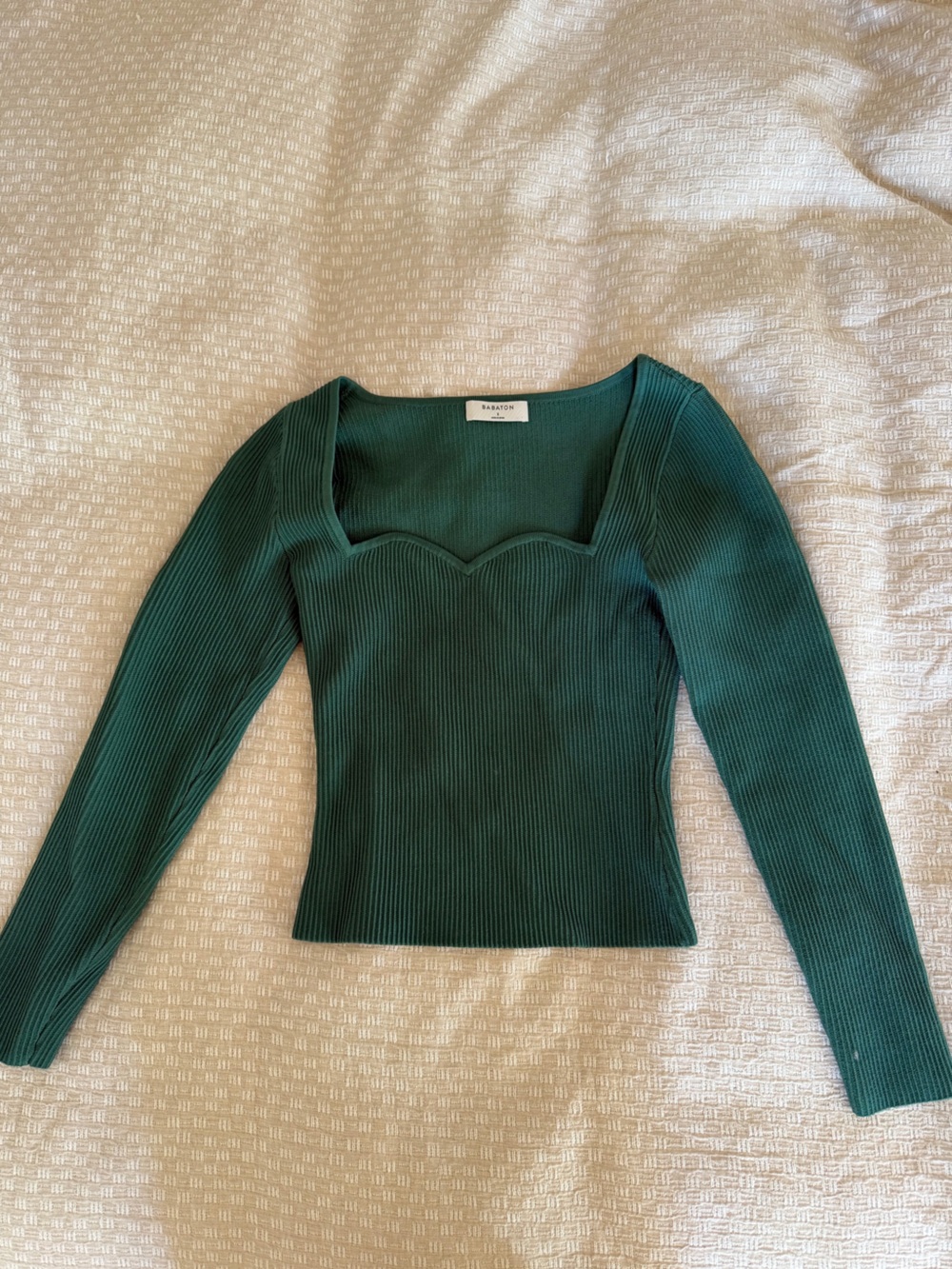 Babaton Emerald Ribbed Knit Top